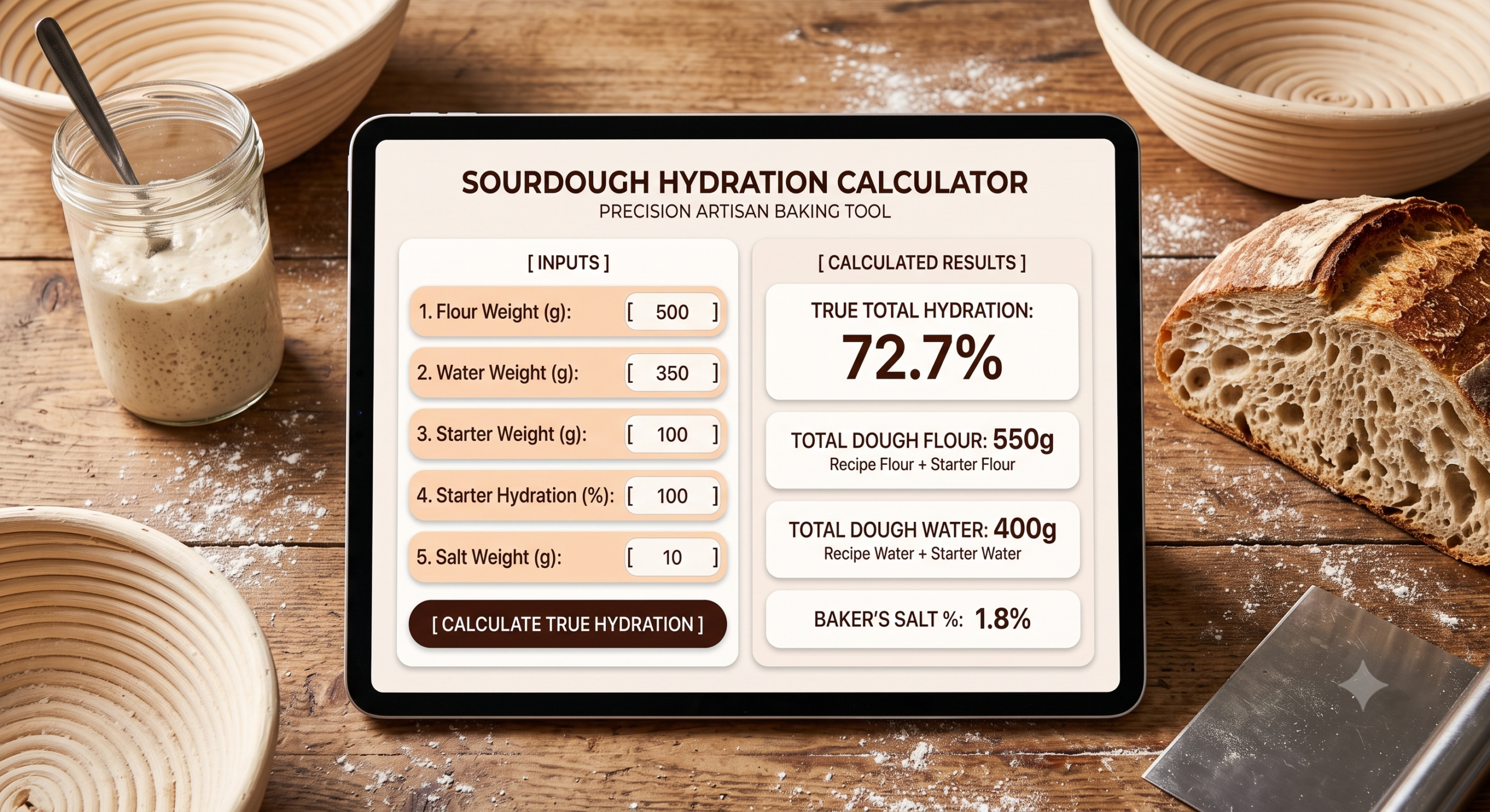 Sourdough Hydration calculator
